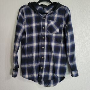 Art Class Boys XL (16) Long Sleeve Hooded Plaid Button Front Shirt